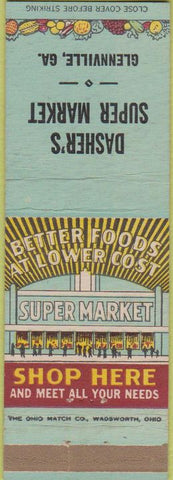 Matchbook Cover - Sasher's Super Market Glennville GA