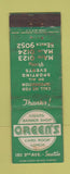Matchbook Cover - Green's Cigars Barber Shop Cards Seattle WA WORN