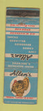 Matchbook Cover - Allen's Cafe cards billiards Spokane WA WORN turkey