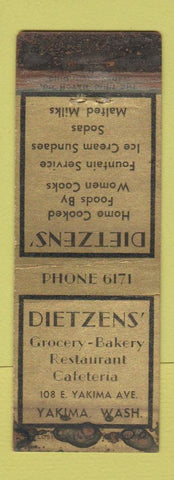 Matchbook Cover - Dietzens' Grocery Yakima WA POOR