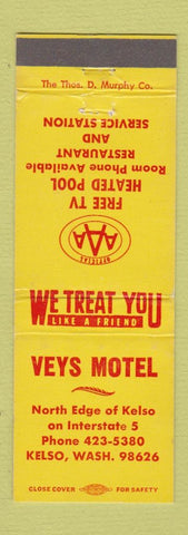 Matchbook Cover - Veys Motel Kelso WA