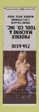 Matchbook Cover - Phoenix Machine Tool Warren MI pinup
