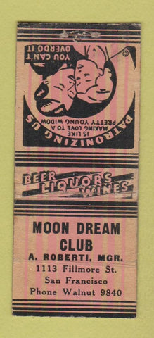 Matchbook Cover - Moon Dream Club San Francisco CA BOBTAIL girlie WEAR