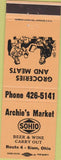 Matchbook Cover - Archie's Market Siam OH peach Sohio oil gas