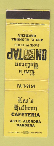 Matchbook Cover - Leo's Hofbrau Cafeteria Gardena CA WORN