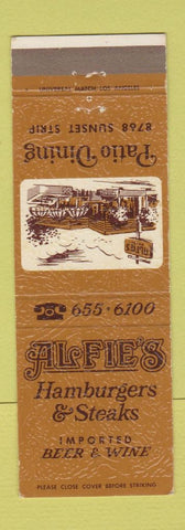 Matchbook Cover - Alfie's Hamburgers Steaks West Hollywood CA