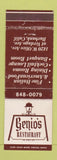 Matchbook Cover - Genio's Restaurant Burbank CA