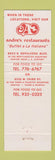 Matchbook Cover - Andre's of Beverly Hills CA frestaurant
