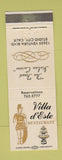Matchbook Cover - Villa d Este Restaurant Studio City CA Italian