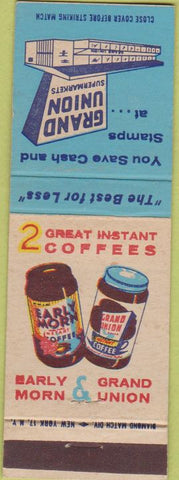 Matchbook Cover - Grand Union Markets Early Morn Coffee