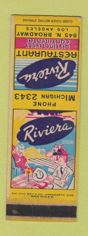 Matchbook Cover - Riviera Restaurant Los Angeles CA WEAR
