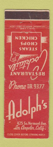 Matchbook Cover - Adolph's Restaurant Los Angeles CA WEAR
