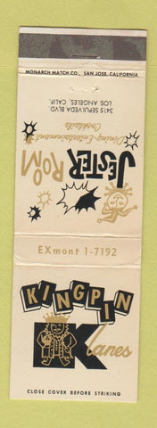 Matchbook Cover - Kingpin Lanes bowling Jester Room Los Angeles CA