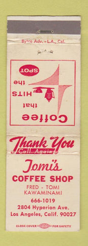Matchbook Cover - Tomi's Coffee Shop Los Angeles CA WEAR