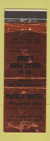 Matchbook Cover - Ocean Park Lodge San Diego CA Pueblo Motel Los Angeles