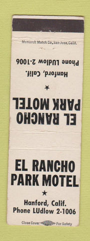 Matchbook Cover - El Rancho Park Motel Hanford CA