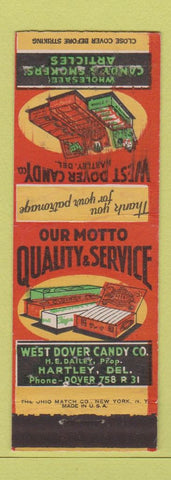 Matchbook Cover - West Dover Candy Company Hartley DE