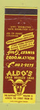 Matchbook Cover - Aldo's Char Broiled Snax Hollywood CA