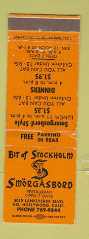Matchbook Cover - Bit of Stockholm Smorgasbord North Hollywood CA WEAR