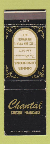 Matchbook Cover - Chantal French Restaurant Brentwood CA WEAR