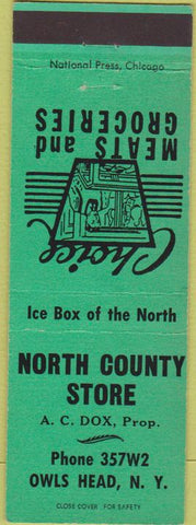 Matchbook Cover - North County Store Owls Head NY