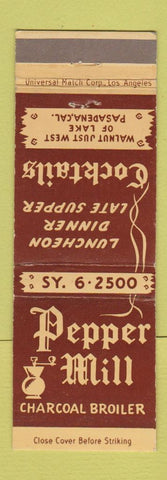 Matchbook Cover - Pepper Mill Charcoal Broiler Pasadena CA