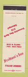 Matchbook Cover - Frediani's Inn Italian Sebastopol CA