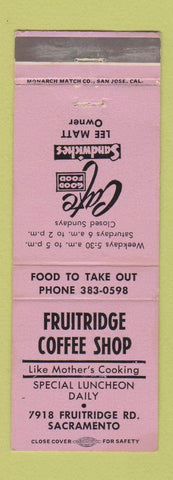 Matchbook Cover - Fruitridge Coffee Shop Sacramento CA WEAR
