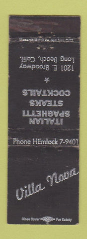 Matchbook Cover - Villa Nova Italian Long Beach CA