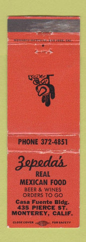Matchbook Cover - Zepeda's Mexican Food Monterey CA WEAR