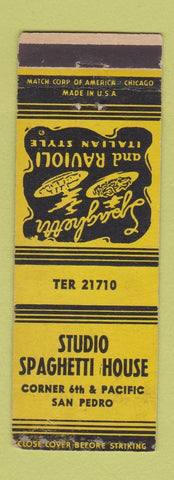 Matchbook Cover - Studio Spaghetti House San Pedro CA YELLOW