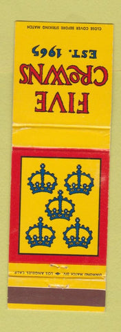 Matchbook Cover - Five Crowns Corona Del Mar Los Angeles Glendale CA