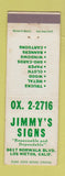 Matchbook Cover - Jimmy's Signs Los Nietos CA