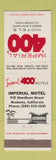 Matchbook Cover - Imperial 400 Motels Modesto CA