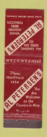 Matchbook Cover - Al Petersen's Oakland CA feature