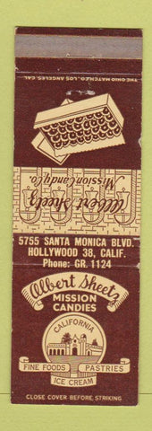 Matchbook Cover - Albert Sheetz Mission Candy Hollywood CA