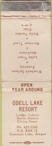 Matchbook Cover - Odell Lake Resort Crescent Lake OR POOR