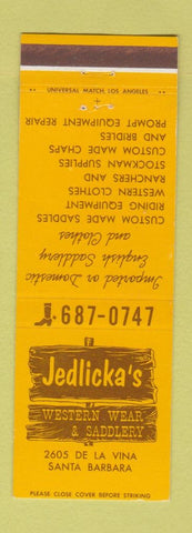 Matchbook Cover - Jedlicka's Western Wearn Saddlery Santa Barbara CA