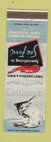 Matchbook Cover - Anthony's Fish Grotto San Diego La Jolla La Mesa CA