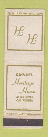 Matchbook Cover - Denne's Heritage House Little River CA