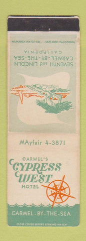 Matchbook Cover - Cypress West Hotel Carmel by the Sea CA