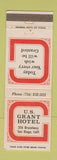 Matchbook Cover - US Grant Hotel San Diego CA