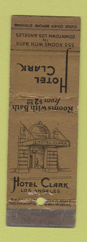 Matchbook Cover - Hotel Clark Los Angeles CA WEAR Lion Canada 1929