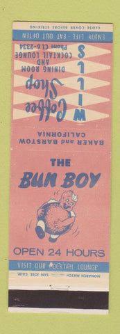 Matchbook Cover - Bun Boy Wills Coffee Shop Baker Barstow CA