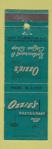 Matchbook Cover - Ozzie's Restaurant City of Commerce CA
