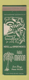 Matchbook Cover - Hotel Manor San Diego CA