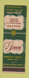 Matchbook Cover - Gruen Watches Bostrom Kern Buringame CA WEAR