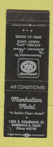 Matchbook Cover - Manhattan Motel Glendale CA WEAR