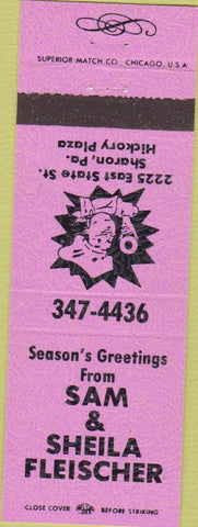 Matchbook Cover - Sam Sheila Fletcher Sharon PA pink