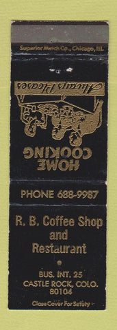 Matchbook Cover - RB Coffee Shop Restaurant Castle Rock Colorado
